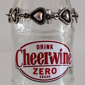 Sterling Silver Mexico Heart Link Bracelet